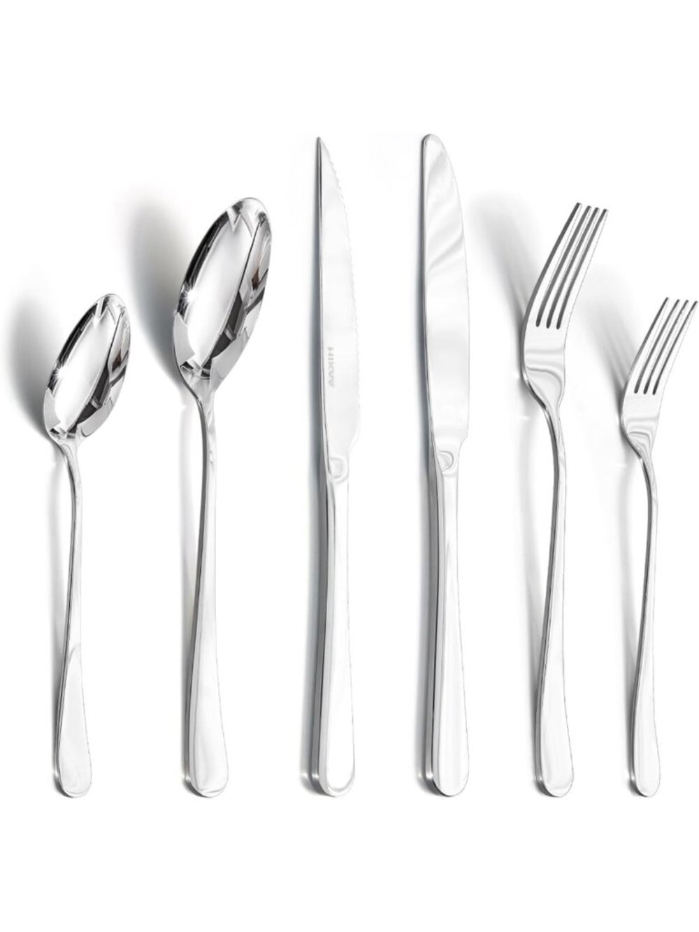 24-Piece Stainless Steel Silverware Set with Steak Knives, Heavy Duty